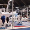 Stand Italmarine/Evinrude - Salone Nautico - Genova 2008 - Progetto grafico e realizzazione pedana e piedistalli - Beps'n Peps per Global Design Studio Srl Torino